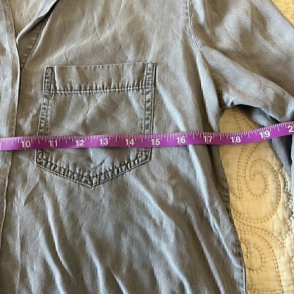 COTTON ON grey chambray button up collared shirt casual relaxed women's small - Picture 7 of 9